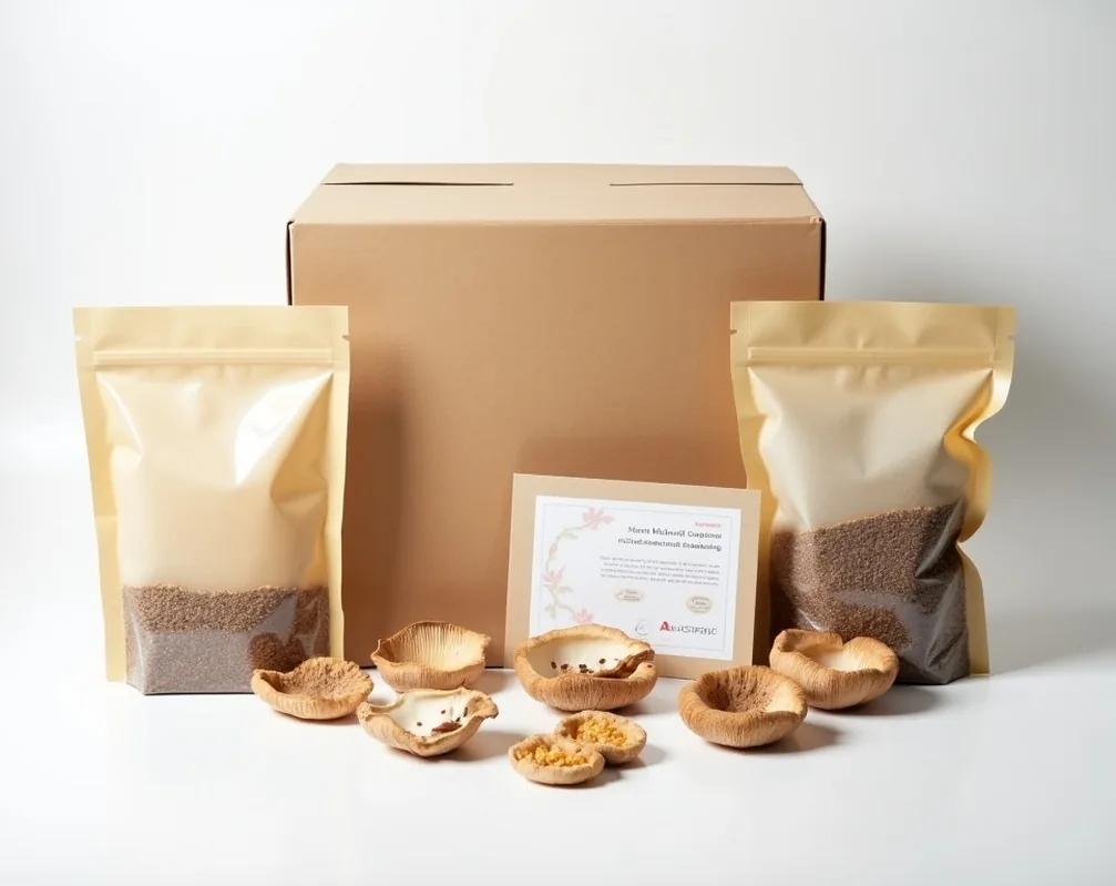 Dual mushroom cultivation kit with separate substrate bags for wood ear and king oyster