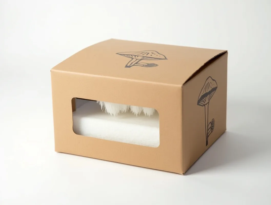 Compact Japanese home mushroom cultivation kit box for lion mane mushrooms